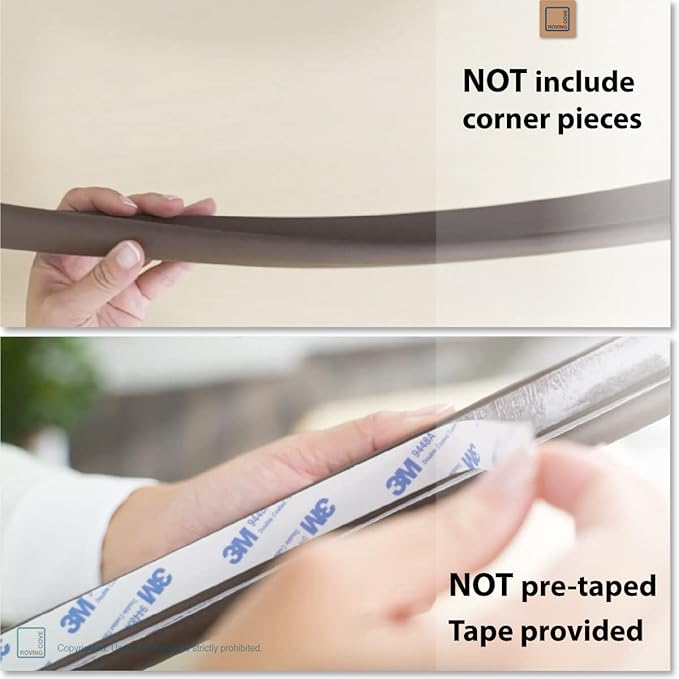 Roving Cove HeftyFit Edge Protector for Baby Proofing (9ft Large Edge Only), Heavy-Duty Soft Rubber Foam Furniture Edge Bumper Guards, Desk Edge Cushion, Wall Corner Covers, 3M Adhesive, Coffee Brown