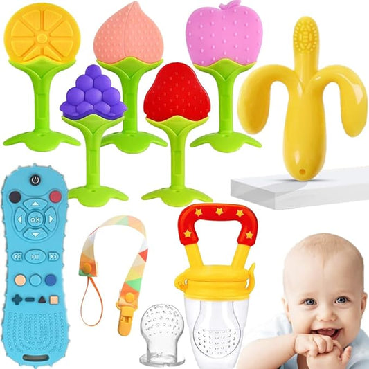 Baby Teething Toys, Freezer BPA Free Silicone Baby Teether Chew Toys, Gifts for Girls Boys- Newborn Infant Toys