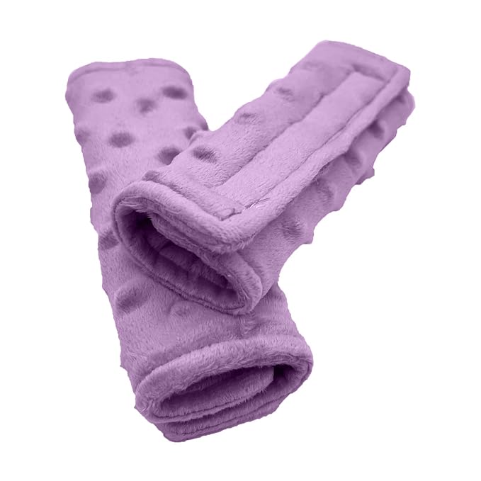 Baby Car Seat Neck Cover, Car Seat Strap Cover, Seat Belt Cushions Pads, Shoulder Strap Protectors, Reversible Pram Harness Covers in Minky Purple, Baby Neck Pad Protector