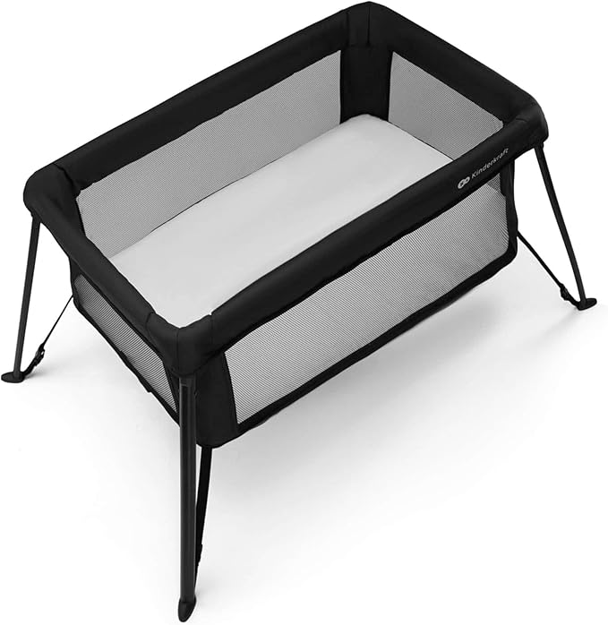 Kinderkraft CAMI 3-in-1 Baby Bed, Travel Bed for Baby, from Birth to 3 Years, Baby cot, Travel cot, Easy to Fold Compactly, Travel Bag Included, Two Levels, Black