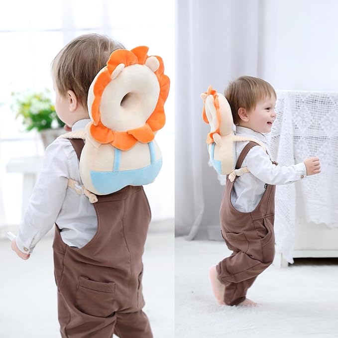 PandaEar Baby Head Protection Backpack, Toddler Walking Head Protector, Adjustable Head Protector Pad Safety Cushion (Orange)