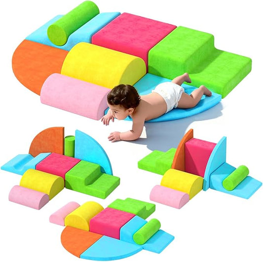 8 Piece Toddler Climbing Blocks，Soft Play Climbing Toys Indoor for Toddlers Ideal Crawling and Exploration Play Set for Baby Gym/Toddler Playground (Rainbow Color, 8pcs)