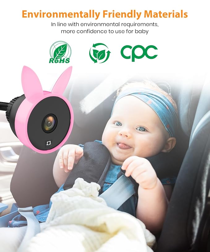 BV2 USB Baby Car Camera: 4.5" 1080P Car Seat Camera with IR Night Vision & Shockproof Clip, Real-Time Infant Monitoring, Baby Must Have Gift for New Moms & Newborn Essentials