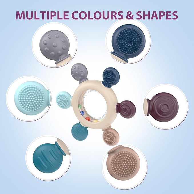 akolik Teething Toys for Babies, Baby Teethers Toy Teething Ring Silicone, Grasping Teething Toy, BPA Free Teething Newborn Accessories for Baby 0 3 6 9 12 18 Months (Ringer Grey)