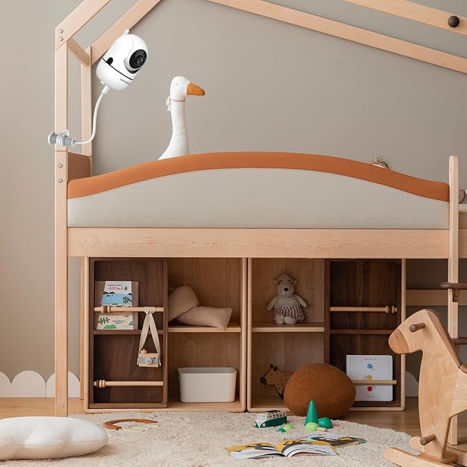 Hello Baby Monitor Clip Mount for HB6550/ HB6560/ HB65/ HB66/ HB6351/ HB40/ HB6339/ HB6336/HB6081, Flexible Crib Clamp Mount Long Gooseneck Arm, Indoor Without Tools or Wall Damage