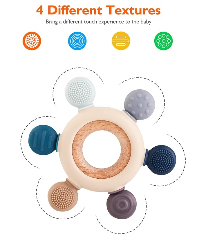 akolik Baby Teething Toys, Teething Relief Toy, BPA Free Baby Chew Toys Infant Toys Newborn Accessories, Teethers for Babies 0-3-6-9-12 Months Old Boys Girls