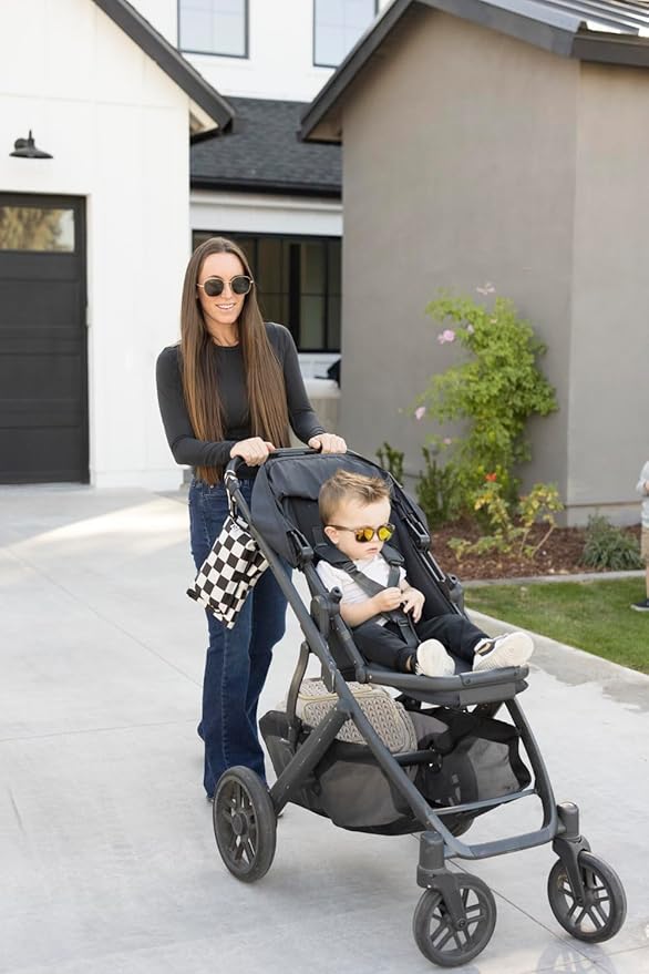 Tiny Twinkle Portable Diaper Changing Pad – Foldable, Waterproof & Compact Travel Changing Mat with Storage | Smart Wipes Pocket for On-The-Go Parents(Black Checkers)