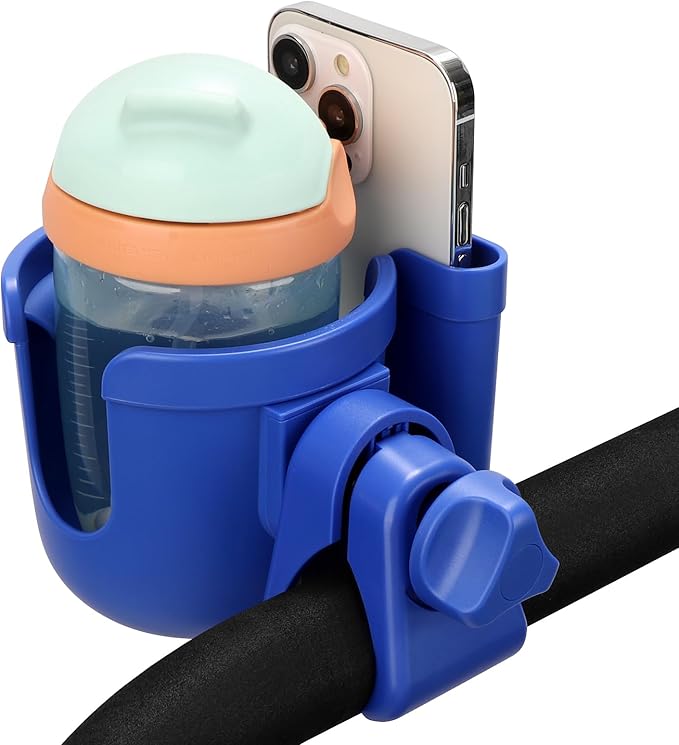Accmor Stroller Cup Holder with Phone Holder, Bike Cup Holder, Universal Cup Holder for Uppababy Nuna Doona Strollers, 2-in-1 Cup Phone Holder for Stroller, Bike, Wheelchair, Walker, Scooter