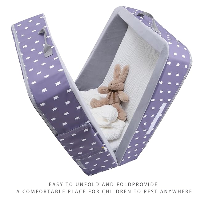 Mooedcoe Foldable Toddler Floor Bed with Sides, Folding Toddler Bed for Travel Kid Foam Sleeping Cot for Children 18M – 5yr Old (Rectangular, Crown)