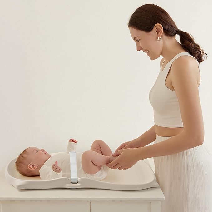 Baby Changing Pad Wipeable & Waterproof, Soft & Non-Slip Adjustable Safety Belt, Changing Table and Dresser, Use for Changing Diaper Clothes Massage Apply Moisturizer, Oat Cat Conpect Design