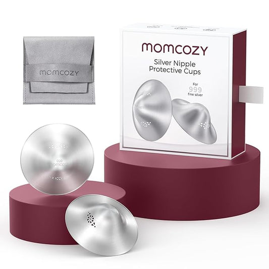 Momcozy 999 Silver Nursing Cups Original Perforated Breathable Design, 999 Silver Nipple Cover for Breastfeeding Essential,Nipple Shield for Nursing Newborn, Metal Nipple Shields, Regular Size