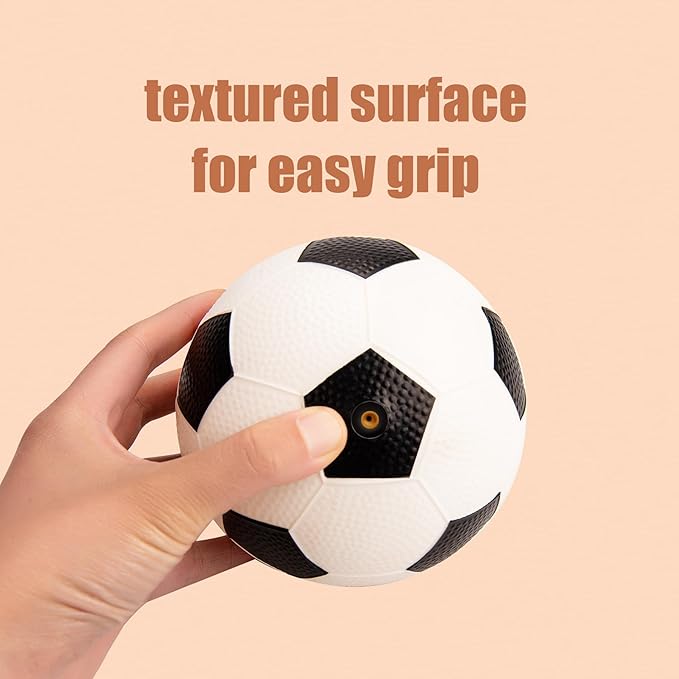 Balls for Toddlers with Pump 4 Pack 5" Small Rubber Playground Balls for Kids - 1 Football, 1 Basketball, 1 Soccer Ball and 1 Dodge Kickball - Indoor Outdoor Toys Gift