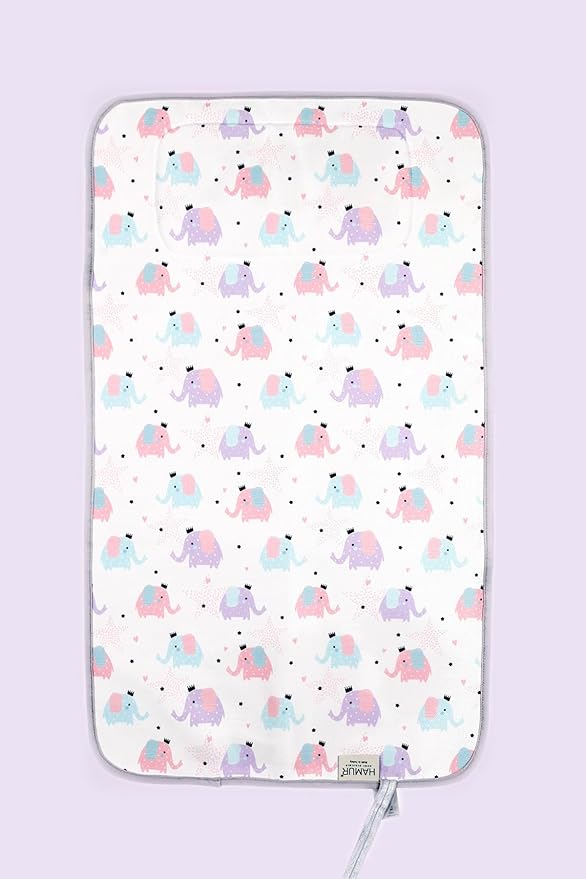 HAMUR HOME Portable Baby Changing Pad – Waterproof, Foldable & Lightweight Travel Mat – Soft & Machine Washable Diaper Changer – Compact & Durable (Elephant)