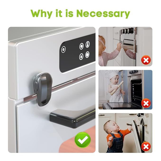 Mom's Choice Gold Awards Winner - SAFELON 1 Pcs Baby Safety Oven Door Lock, Double Button Oven Lock for Kitchen Safety (Black)