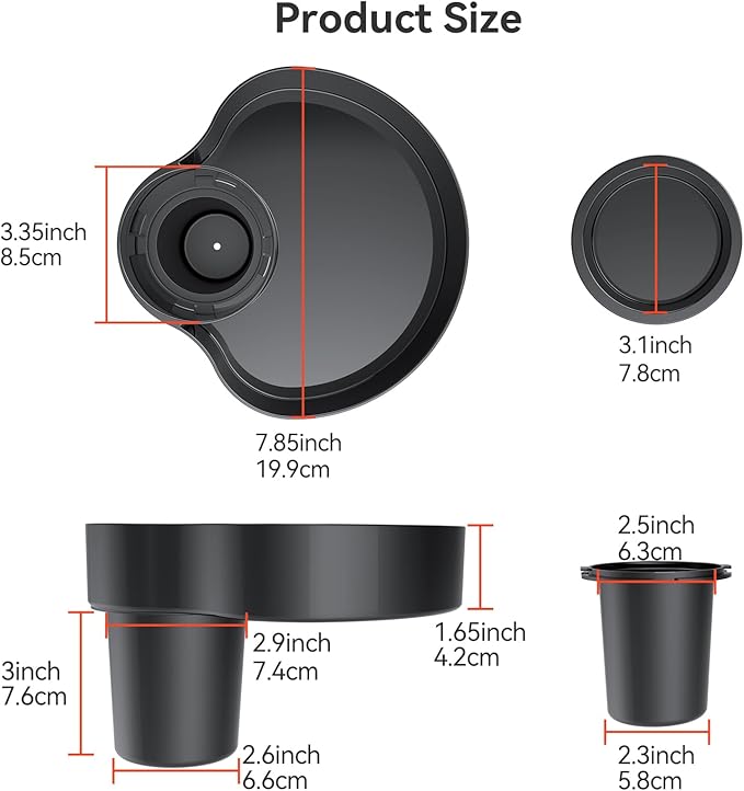 [2 Pack] Car Seat Cup Holder Snack Tray Black, Toddler Travel & Road Trip Essentials Accessory for Mess-Free Snacking in The Car,Travel Tray for Kids Car Seat