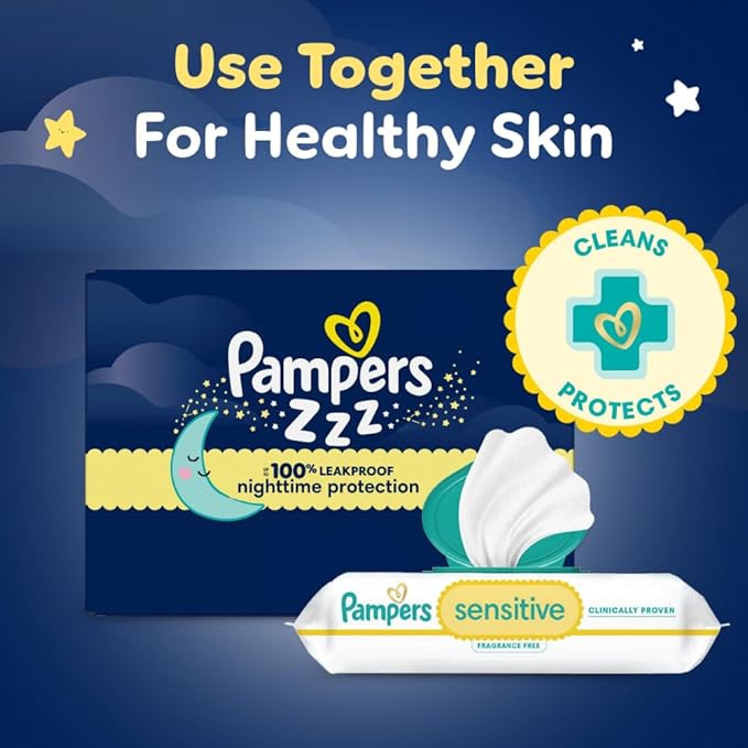 Pampers ZZZ Overnight Diapers, Size 5 (27+ lbs), 88 Count, Nighttime Protection Disposable Baby Diaper, Night Time Leak and Skin Protection