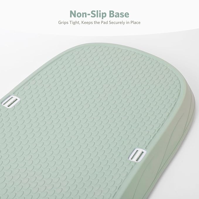 Waterproof Baby Changing Pad in EVA Foam, Wipeable & Quick Clean, Light & Portable, Adjustable Safety Belt & Non-Slip Base, for Diaper/Clothes Changes & Massage, Fits Dresser/Changing Table - Sage