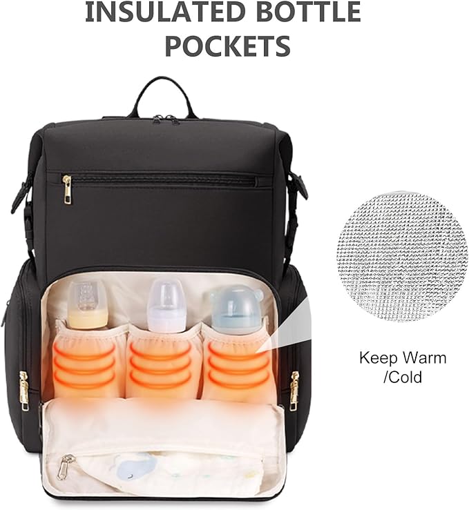 CEI-CEI Neoprene Diaper Bag Backpack Large Newborn Baby Maternity Bags Waterproof Travel Backpack for Mom Dad with Insulated Pockets,Changing Pad