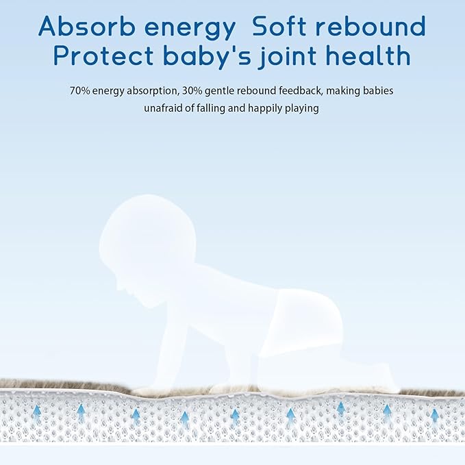 Baby Play Mat for Floor Tummy Time Mat Nursery Muscle Area Playroom Rug Tatami 79"x118" Memory Foam 1.3" Thick Crawling For Babies,Toddlers, Infants, Kids,Floor(Brown)