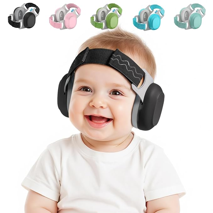 Bella's Friends Baby Ear Protection for Infants & Toddlers(3–48 Months) - Lightweight 24dB Noise Cancelling Headphones - Safe fit & Comfort Earmuffs - Improve Sleep - Baby Travel Essential, Black