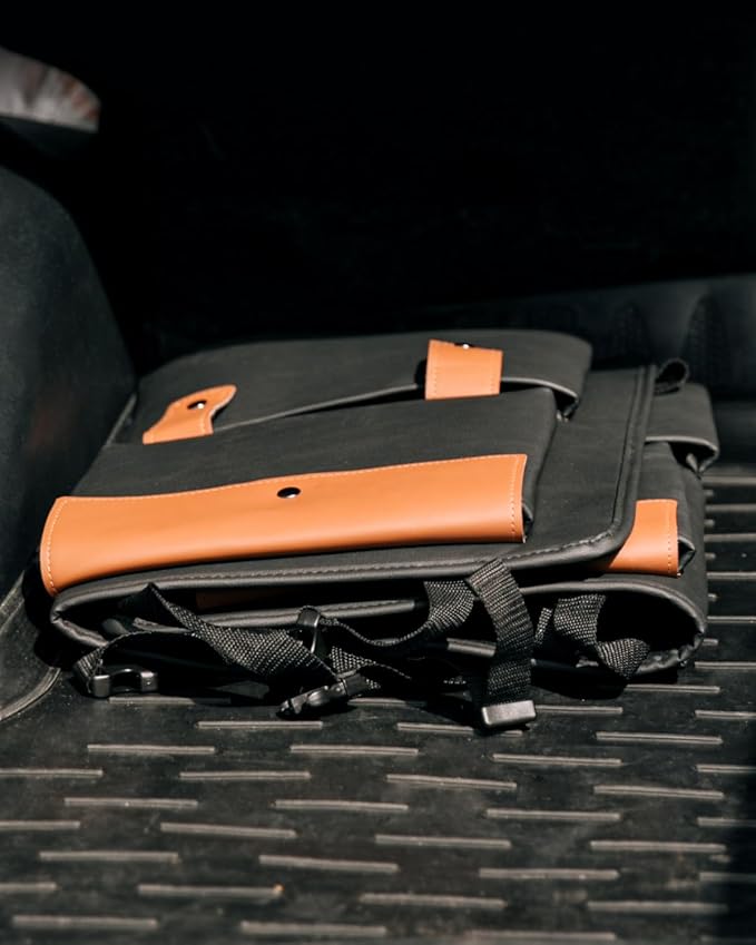 Owleys Hanging Car Trunk Organizer | Eco Leather Back Seat Storage 39"x19" | 8 Pockets with Zipper Compartment | Waterproof Cargo Holder for SUV & Sedan | Black&Brown