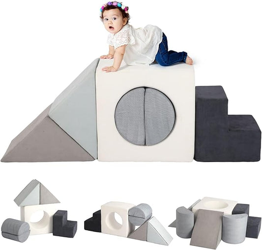 Asweets Baby Foam Climbing Blocks for Toddlers 1-3 Soft Play Set Indoor Climbing Toys Perfect Climbing Mats for Kids Multipurpose 6 PCS Foam Climber