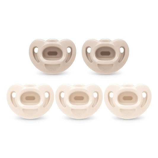 NUK 100% Silicone Comfy Orthodontic Pacifiers, 0-6 Months, Neutral Fashion, Timeless Collection, 5 Count