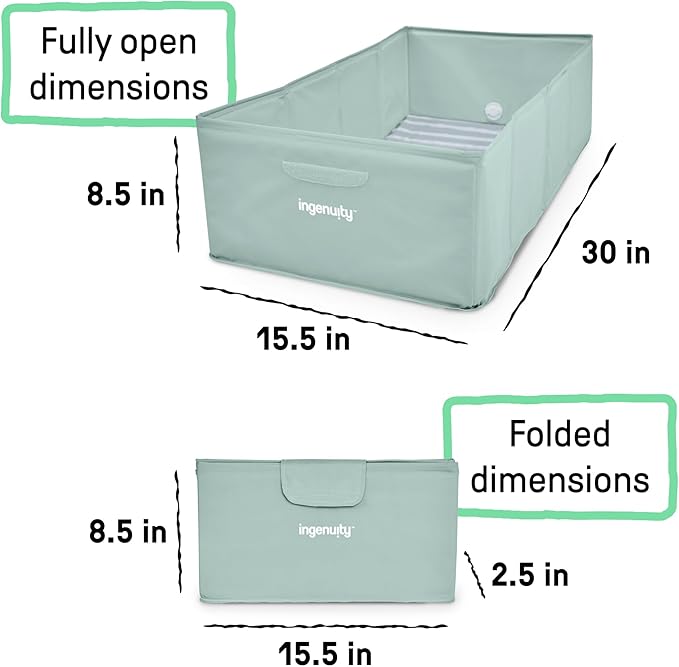 Ingenuity Tuckaway Toddler Folding Tub, Converts Shower to Tub, Folds to Store, Easy to Clean, No Assembly Required, Portable Baby Bathtub for Travel, 12M-5Y