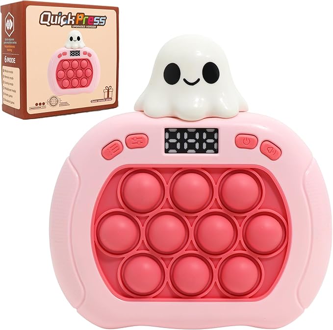 Quick Push Bubble Game,POP Toy Fast Push Game,Quick Push Pop Fidget Toys for Kids 3-12 Years Old,6 Game Mode Upgrades,Handheld Puzzle Games for Halloween and Christmas,Sensory Toys (Ghost)