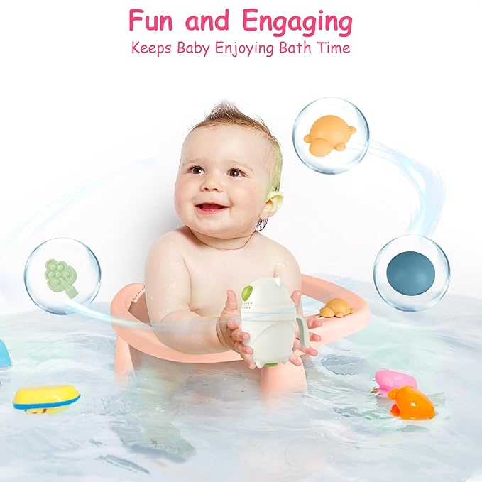 Baby Bath Seat for Babies 6 Months & Up - Bathtub Seats for Babies Sitting Up with Rinse Cup, Non-Slip, Comfortable, Infant Bath Essentials, Pink