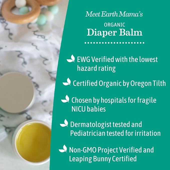 Earth Mama Organic Economy Size Diaper Balm | Diaper Cream for Baby | EWG Verified, Petroleum & Artificial Fragrance-Free with Calendula for Sensitive Skin, 4-Fluid Ounce (6-Pack)