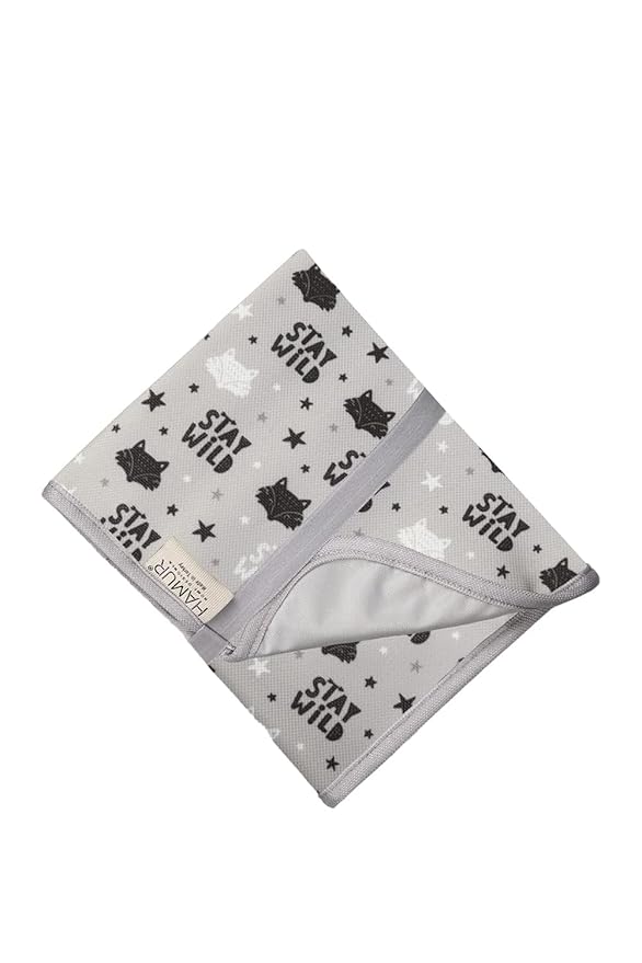 HAMUR HOME Portable Baby Changing Pad – Waterproof, Foldable & Lightweight Travel Mat – Soft & Machine Washable Diaper Changer – Compact & Durable (Fox)