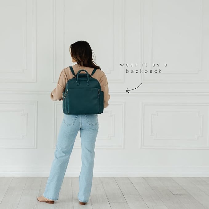 Ayla & Co Full-Size Diaper Bag Backpack, Baby Essentials Cross-Body Changing Bag for Baby Girl/Boy Convertible Straps Portable Tote Bag, Baby Changing Pad, Insulated Pockets & Pouch, Peacock