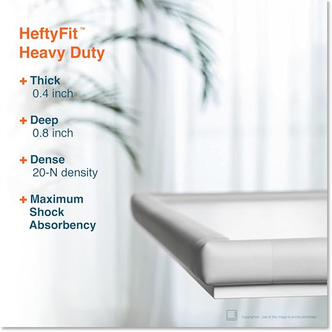 Roving Cove HeftyFit Corner Protector for Baby (4 Large Corners), Heavy-Duty Soft Rubber Foam Furniture Corner Bumper Guards, 3M Adhesive Pre-Taped, Oyster White (Off White)