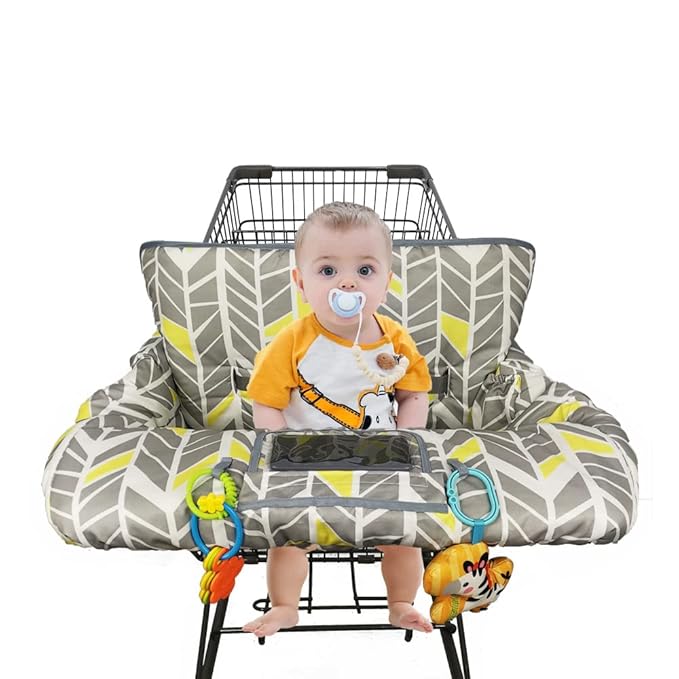 Shopping Cart Cover for Baby boy Girl, Multi-in-1 Cart Covers for Babies, Soft Padded Infant High Chair Cover, Machine Washable, Grocery cart seat Cushion Cover, Multi Color