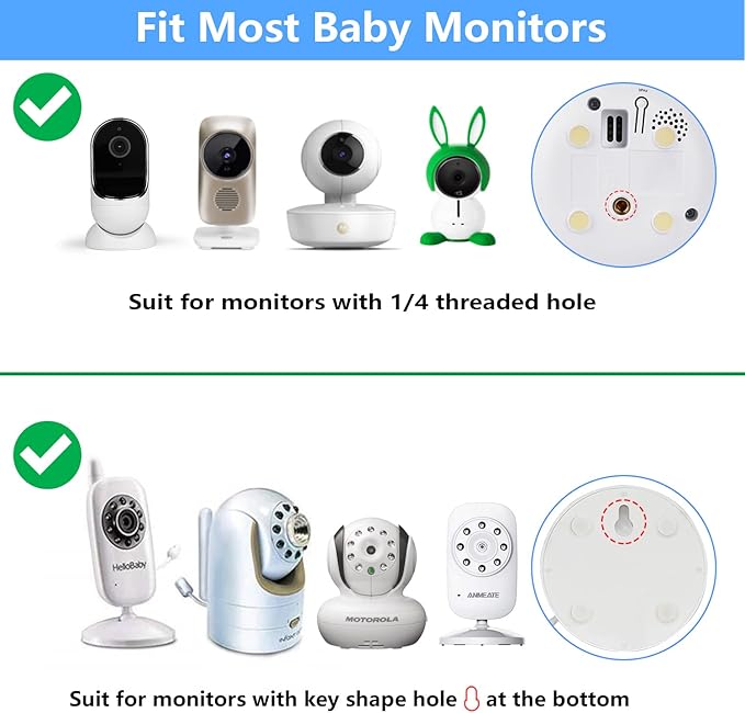 Gooseneck Baby Monitor Mount for Motorola, Owlet, VAVA, Arlo Baby Monitor and Most Universal Baby Security Camera, Flexible Baby Camera Holder Without Tools or Wall Damage - White
