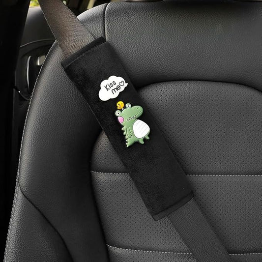 Car Seat Belt Cover Stocking Stuffers Cute Fluffy Pig Frog Sheep Dinosaur Safety Seatbelt Shoulder Pad Auto Accessory Neck Cushion Protector Seatbelt Shoulder Protector Nice Gift (Dinosaur)