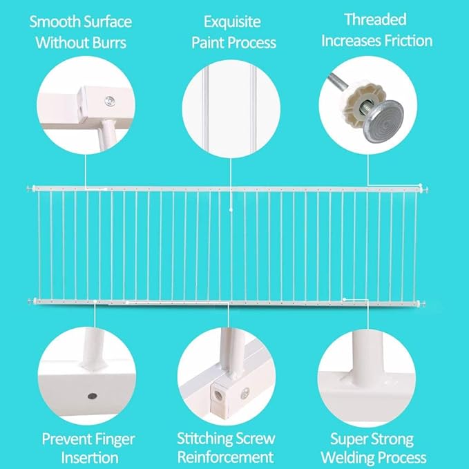 WAOWAO Window Safety Guards for Children Kids Child Toddler Pets Proof Extra Wide White Tension Security Window Guard Gate for Home Fit 86.61"-111.81" Sliding Windows (4 Piece)