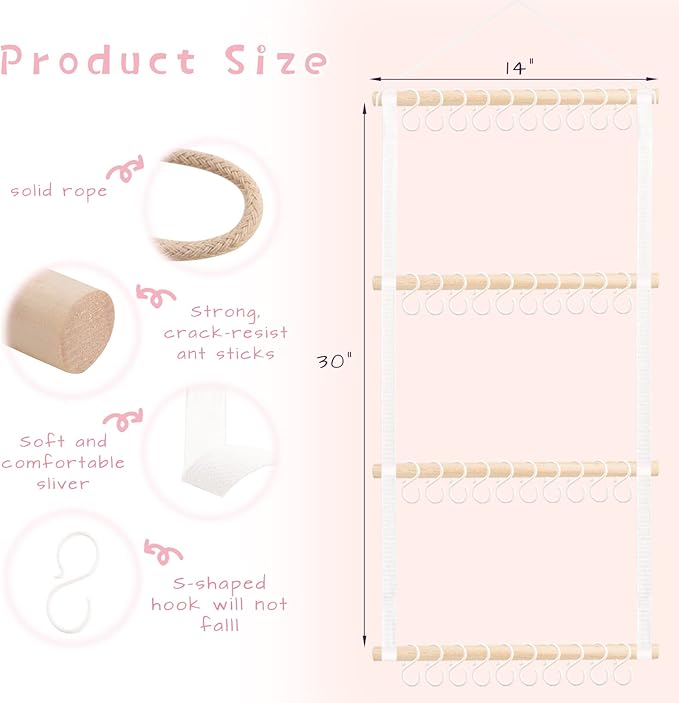 POVETIRE Headband Holder Hair Bows Organizer for Girls, Baby Hair Accessories Organizer Storage Wall Hanging Decor for Toddler Girls Room