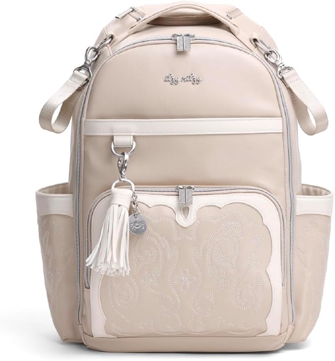 Itzy Ritzy Diaper Bag Backpack – Large Capacity Boss Plus Baby Backpack Diaper Bag Featuring 19 Pockets, Changing Pad, Stroller Clips, and Comfortable Backpack Straps, Oat