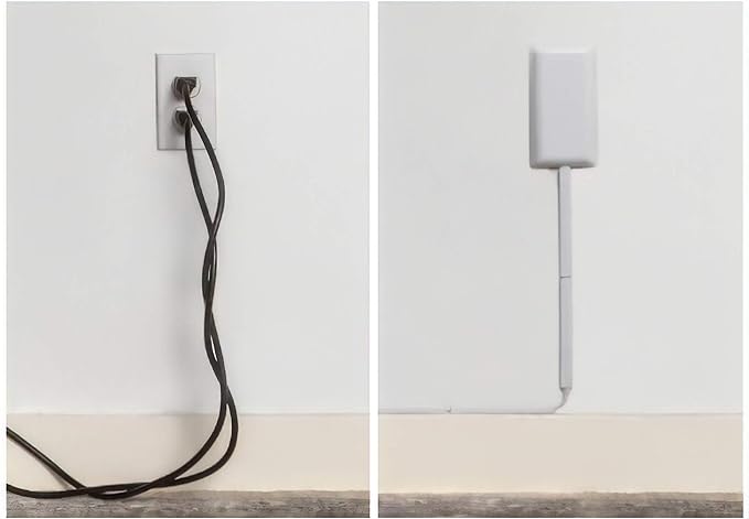 Sleek Socket No Shock Child Protector, Outlet & Plug Concealer for Inverted Outlets, Protective Cord Clips, 8-Foot Flat Extension Cord with Multiple Outlets, Baby Proofing from Chewing Dangerous Cords