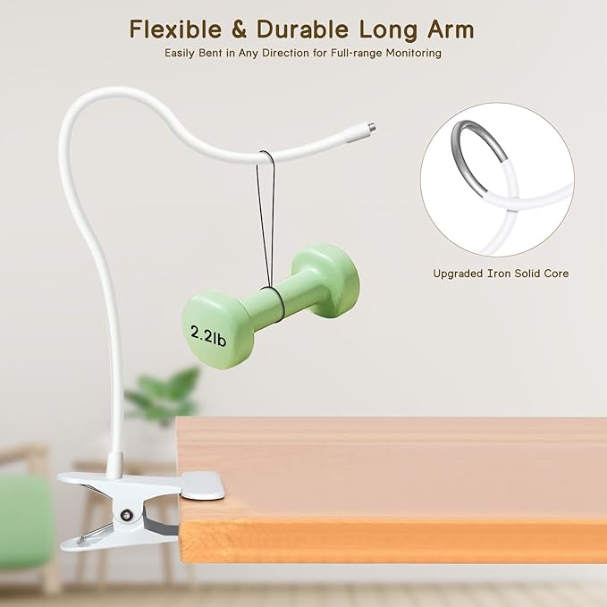 Baby Monitor Mount Compatible with HelloBaby HB65/ HB40/ HB6550/ HB66/ HB6339/ HB6550 Pro, ANMEATE SM935E, Adjustable Baby Monitor Stand Flexible Clip Clamp Mount No Drilling