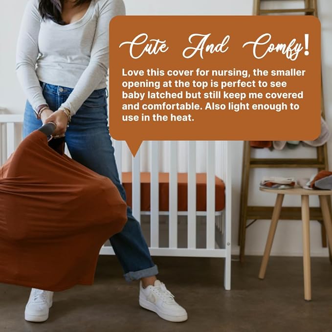 Parker Baby 4 in 1 Car Seat Cover for Girls and Boys - Stretchy Carseat Canopy, Nursing Cover, Grocery Cart Cover, High Chair Cover - “Clay”