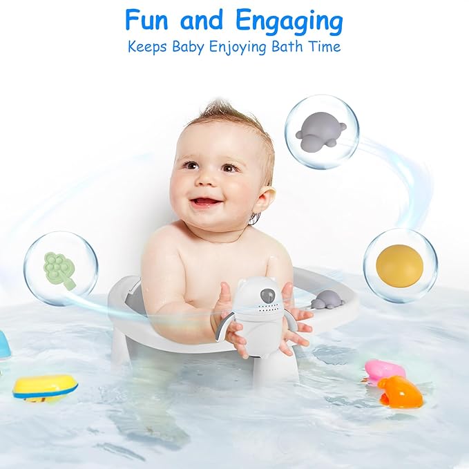 Baby Bath Seat for Babies 6 Months & Up - Bathtub Seats for Babies Sitting Up with Rinse Cup, Non-Slip, Comfortable, Infant Bath Essentials Gray