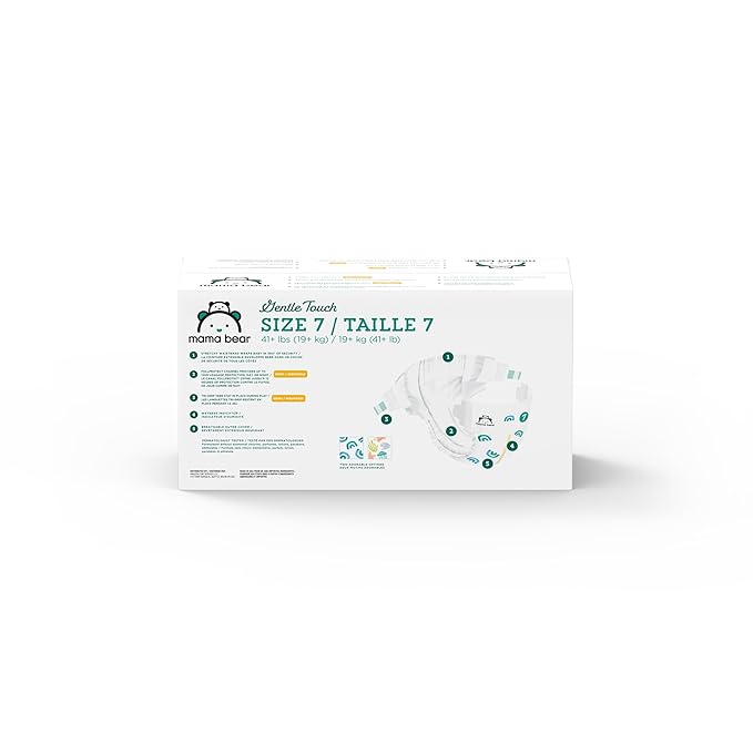 Amazon Brand - Mama Bear Gentle Touch Diapers, Size 7, 80 Count (4 packs of 20)