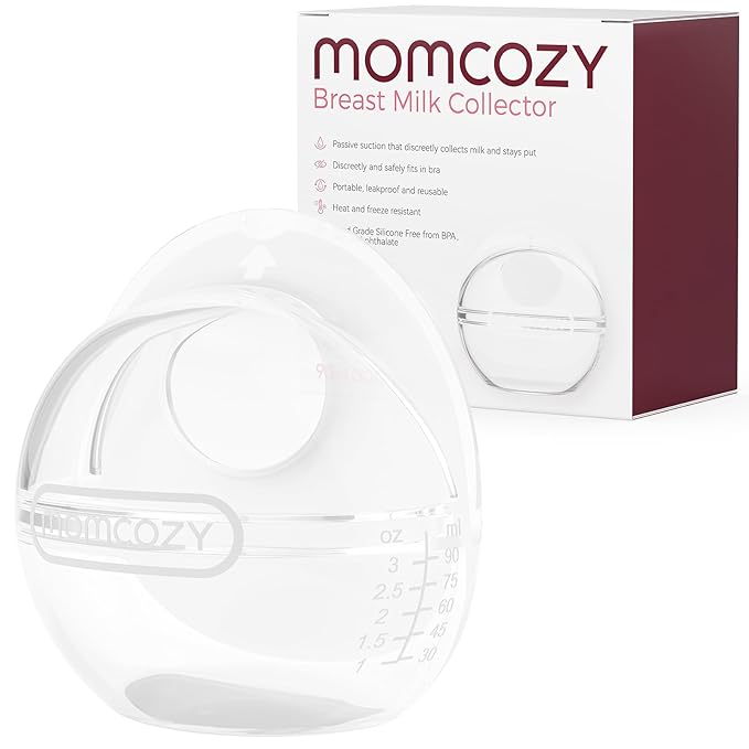 Momcozy Breast Milk Collector, Milk Collectors for Breastfeeding, Reusable Breast Milk Shells, Silicone Catcher with More Fit & Soft (3oz/90ml, 1 Count)