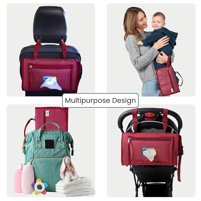 Portable Diaper Changing Pad - Foldable Waterproof Change Mat & Portable Changing Pad for Travel - Baby Changer Station with Diaper & Wipes Pouch & Storage - Baby Shower Gifts