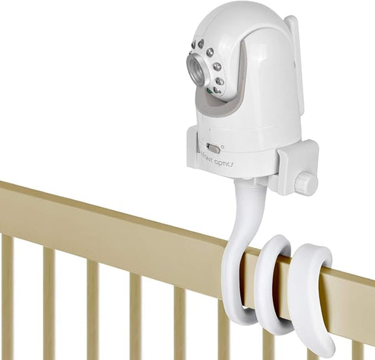 Baby Monitor Mount Camera Shelf Compatible with Infant Optics DXR 8 & DXR-8 Pro and Most Other Baby Monitors,Universal Baby Camera Holder,Attaches to Crib Cot Shelves or Furniture (White)