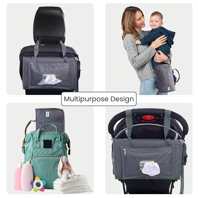 Portable Diaper Changing Pad - Foldable Waterproof Change Mat & Portable Changing Pad for Travel - Baby Changer Station with Diaper & Wipes Pouch & Storage - Baby Shower Gifts