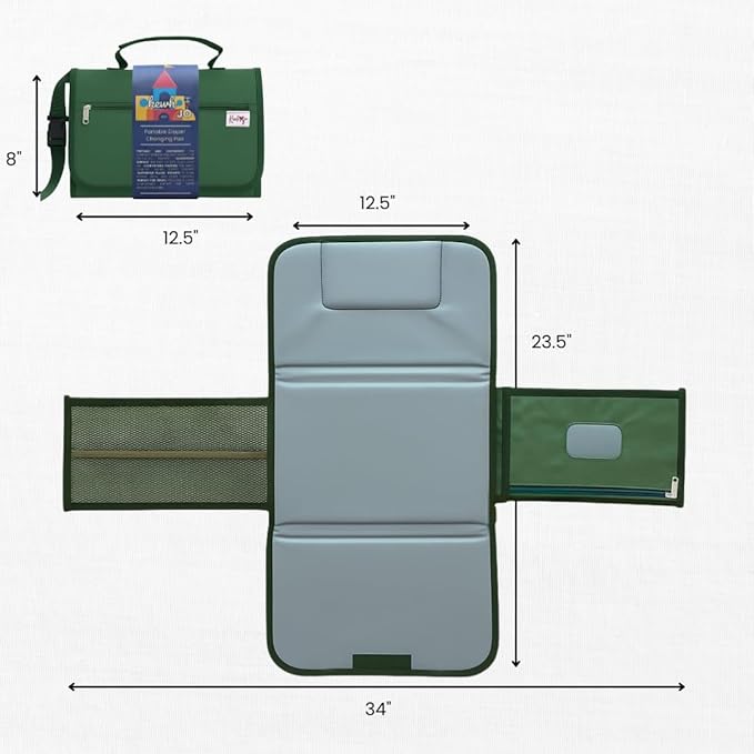 Portable Diaper Changing Pad - Foldable Waterproof Change Mat & Portable Changing Pad for Travel - Baby Changer Station with Diaper & Wipes Pouch & Storage - Baby Shower Gifts